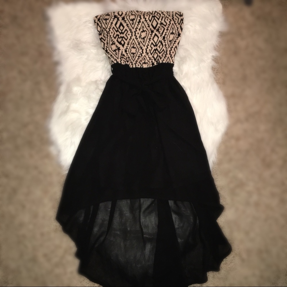 NEW Strapless Self Tie Aztec High-Low Dress